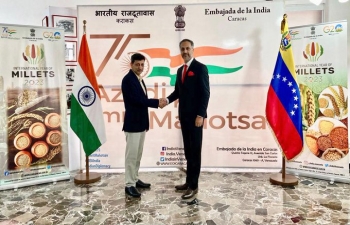 Amb. Abhishek Singh held a meeting today with Mr. Asif Masood, Representative of ONGC Videsh Limited (OVL) in Venezuela and discussed important developments in the oil sector.